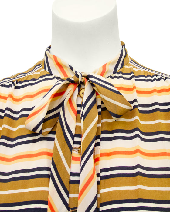 Beige & Orange Striped Ensemble