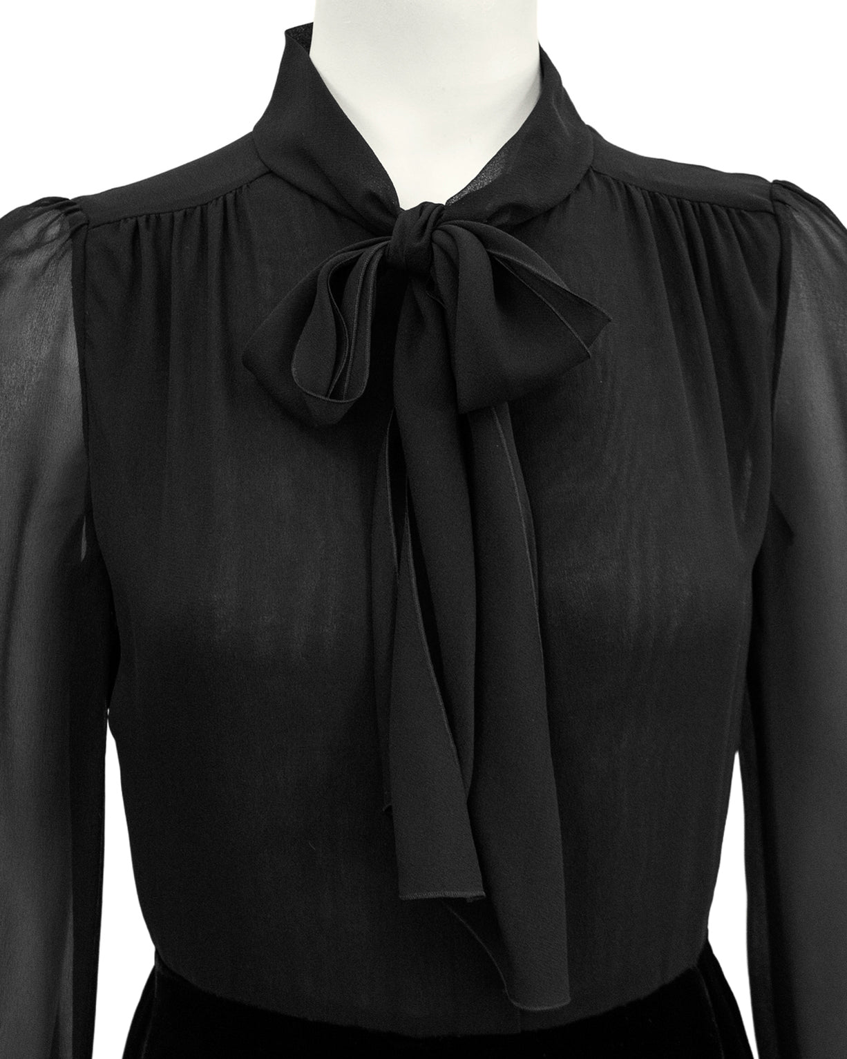 Black Chiffon and Velvet Dress Shirt Dress – Vintage Couture