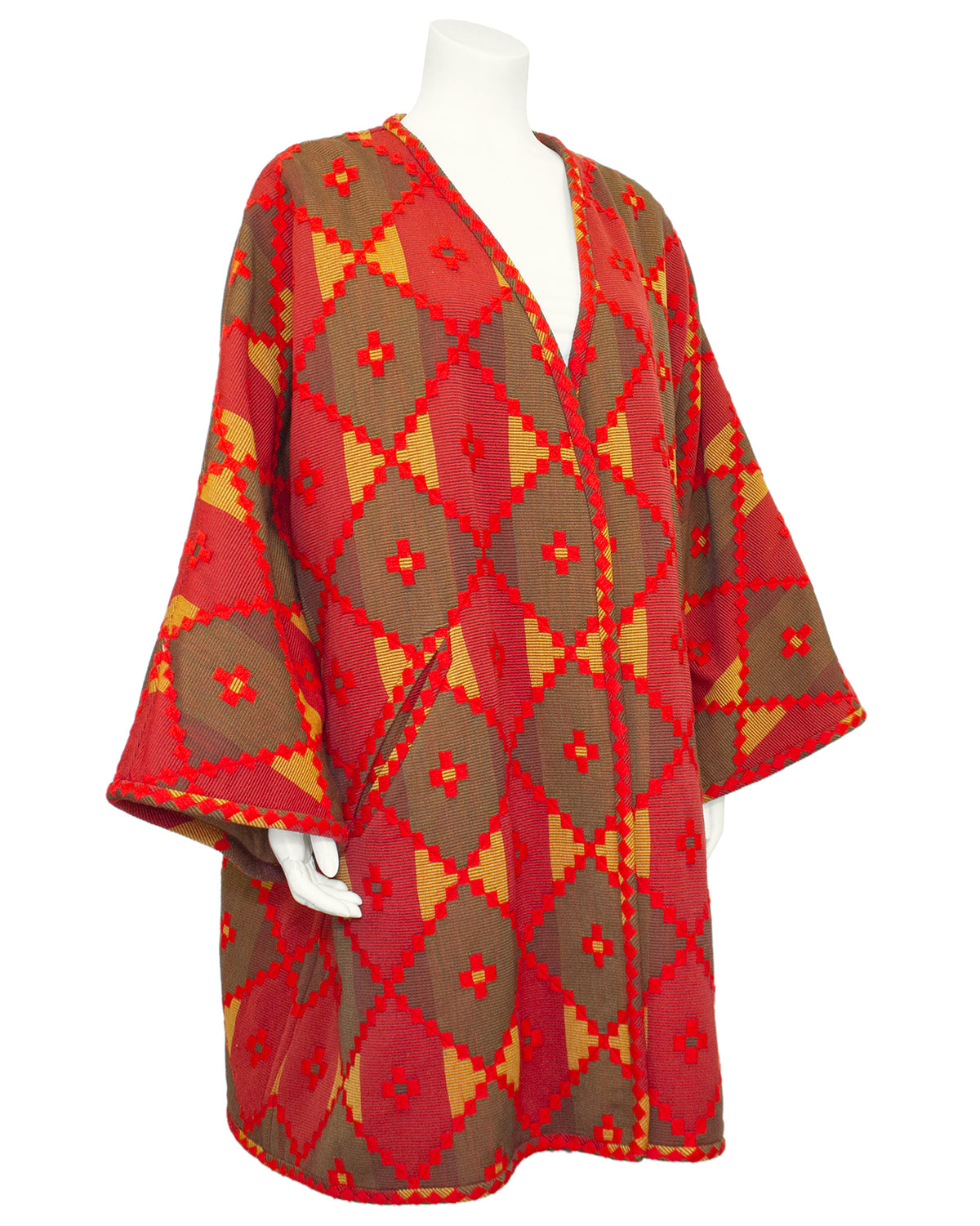 Red and Brown Embroidered Aztec Jacket – Vintage Couture