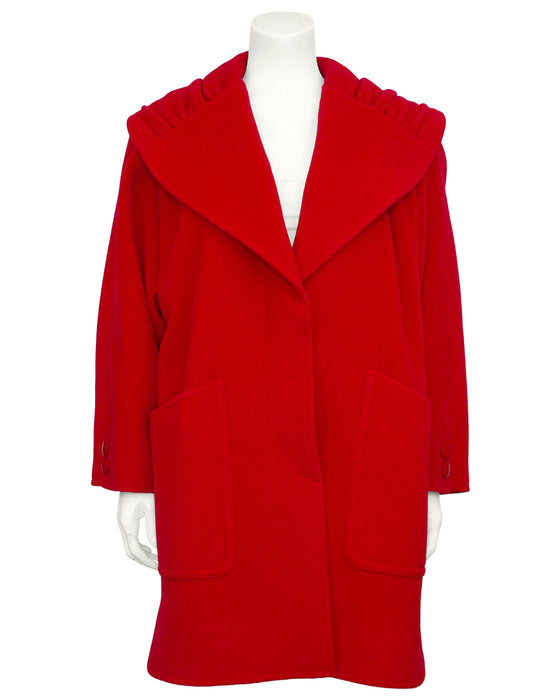 Red Wool Swing Coat