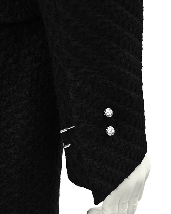 Black Boucle Suit with Pins