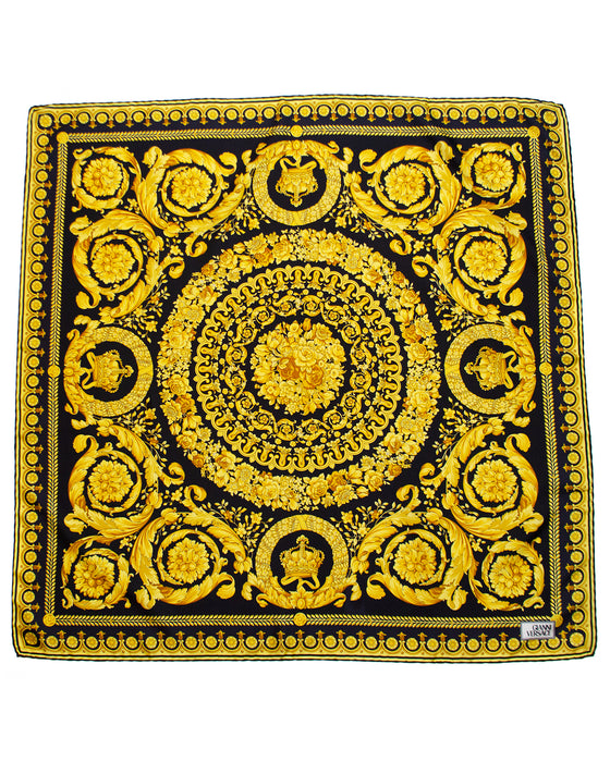 Black and Gold Baroque Silk Scarf