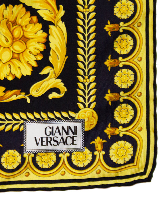 Black and Gold Baroque Silk Scarf