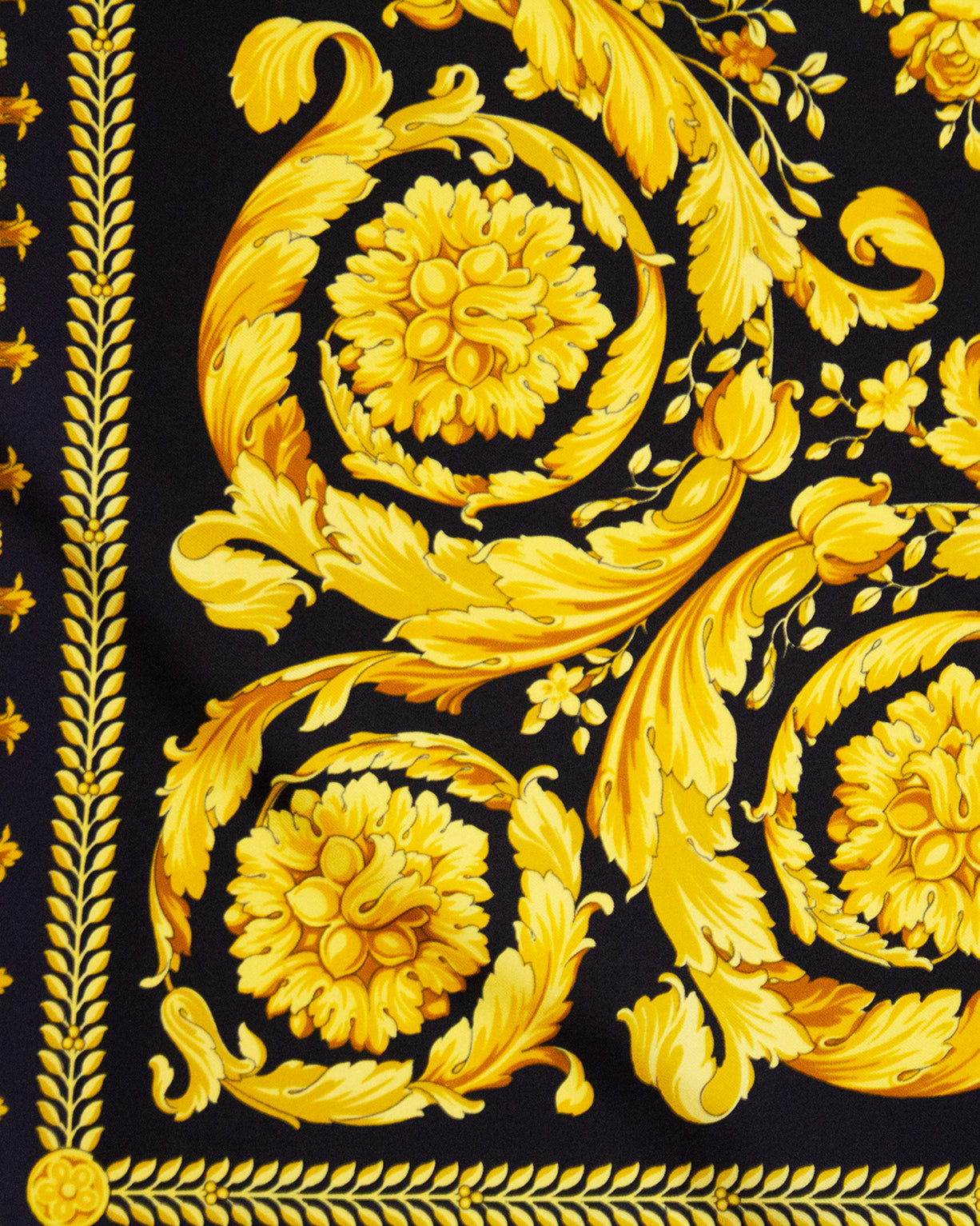 Black and Gold Baroque Silk Scarf – Vintage Couture