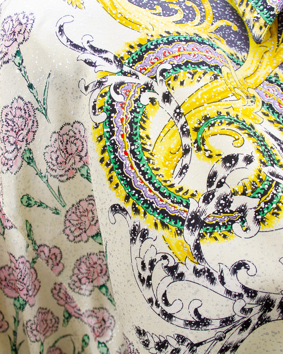 Multi Color Baroque and Carnation Print Silk Shirt