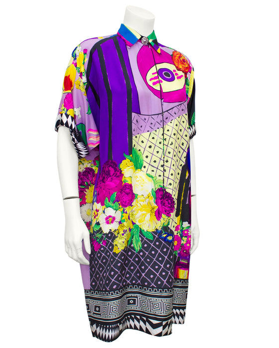 Multi Colour Silk Shirt Dress