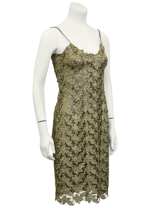 Gold Lace Slip Dress