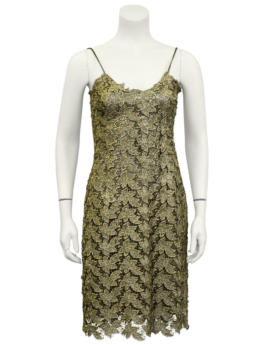 Gold Lace Slip Dress