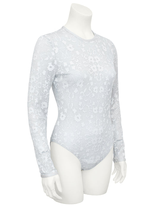 Silver Lurex Lace Bodysuit