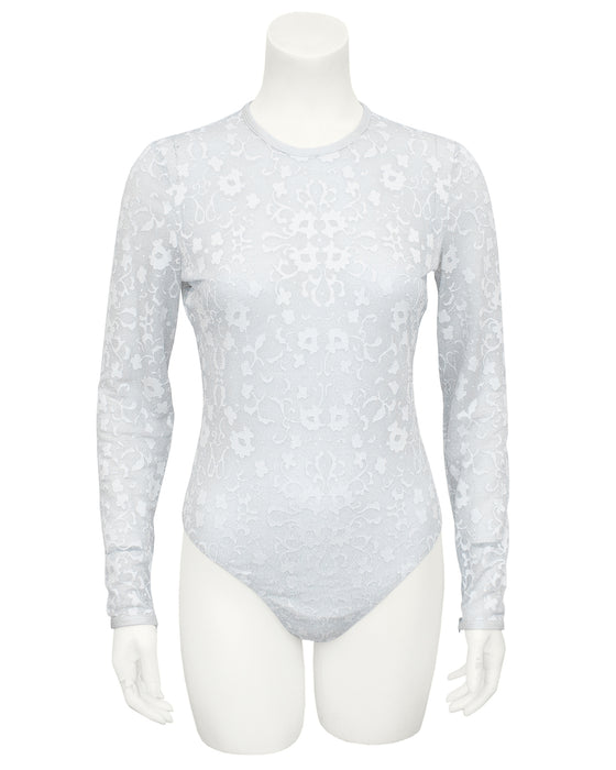 Silver Lurex Lace Bodysuit