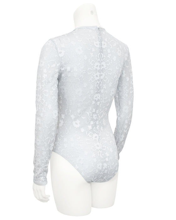 Silver Lurex Lace Bodysuit