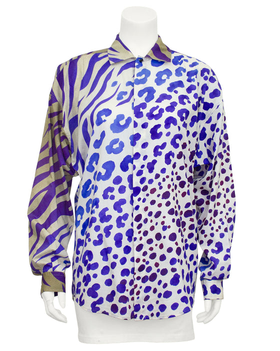 Purple Zebra and Leopard Print Shirt