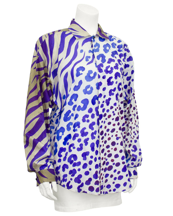 Purple Zebra and Leopard Print Shirt