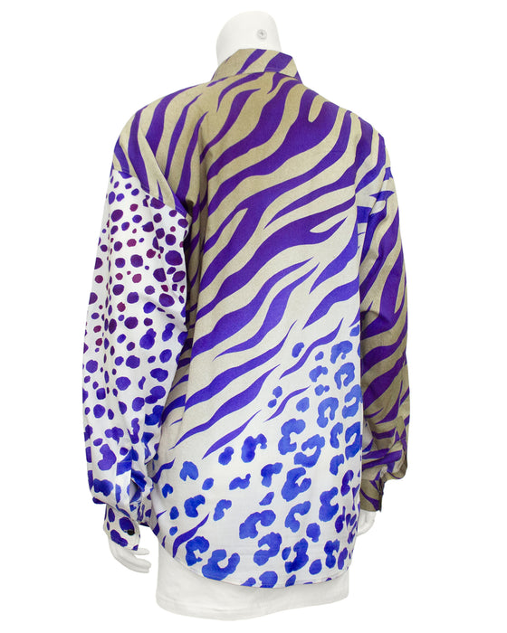 Purple Zebra and Leopard Print Shirt