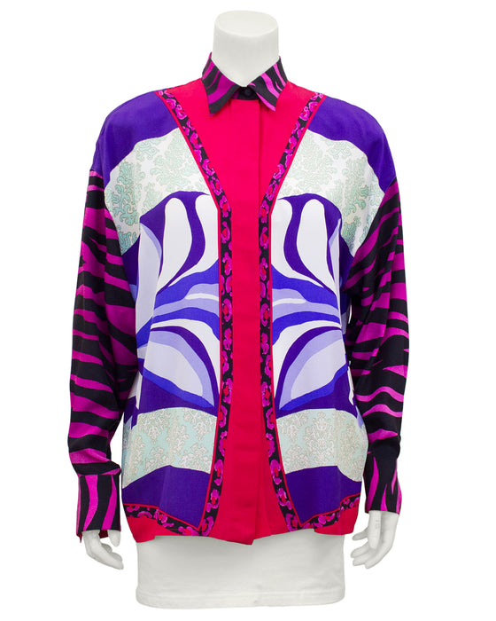 Pink and Purple Silk Shirt