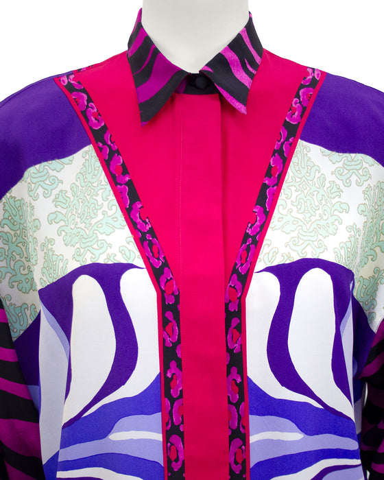 Pink and Purple Silk Shirt
