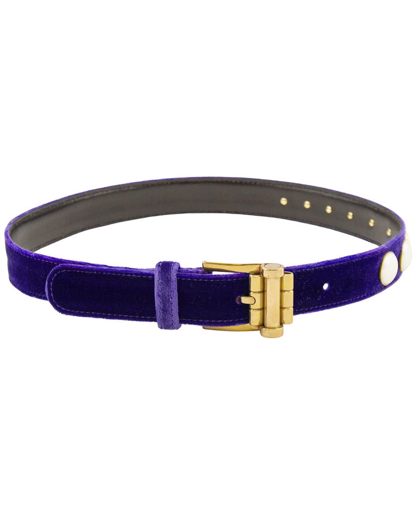 小物 Versace belt purple suede pearl gold y2k versace-purple-velvet-belt-