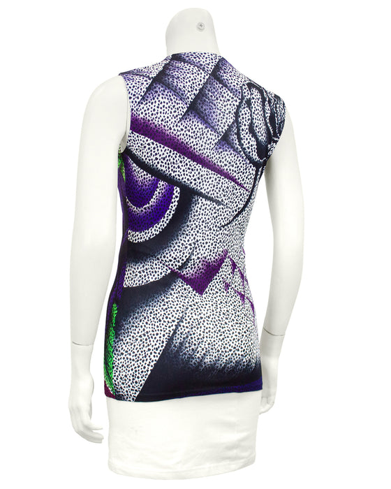 Purple and Green Animal Print Tank Top with Rose