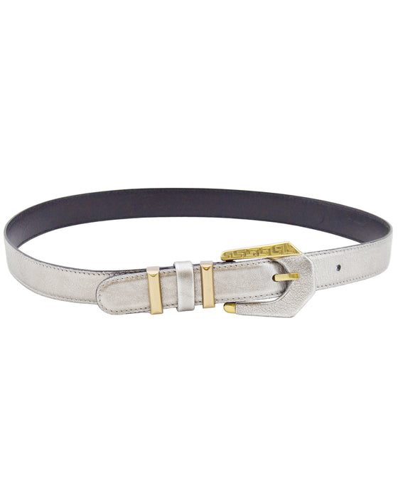 Silver Leather and Gold Belt