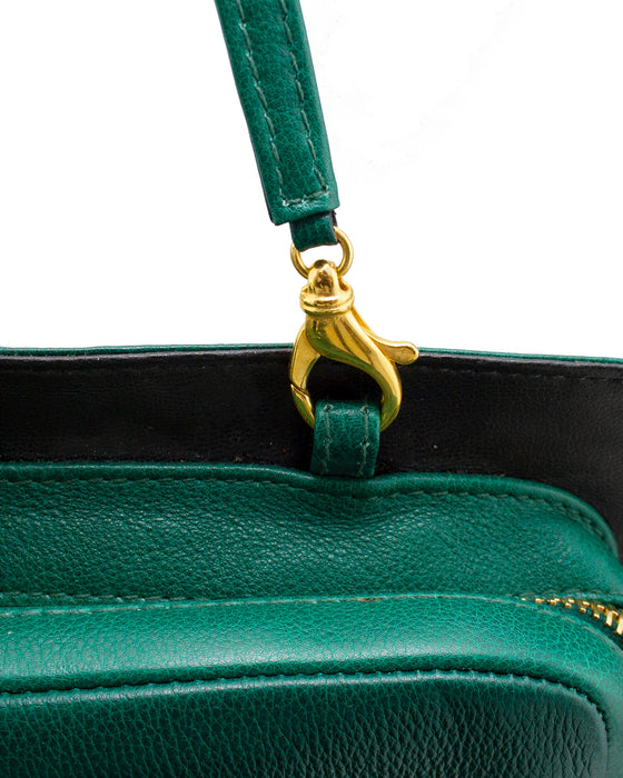 Dark Green Leather Travel Bag