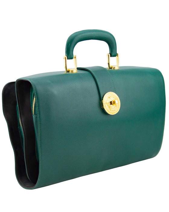 Dark Green Leather Travel Bag