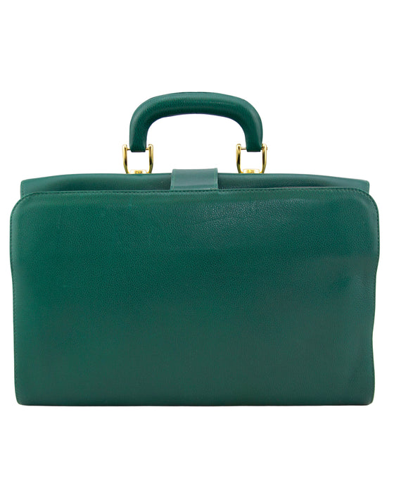 Dark Green Leather Travel Bag