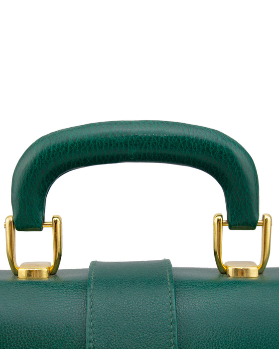 Dark Green Leather Travel Bag