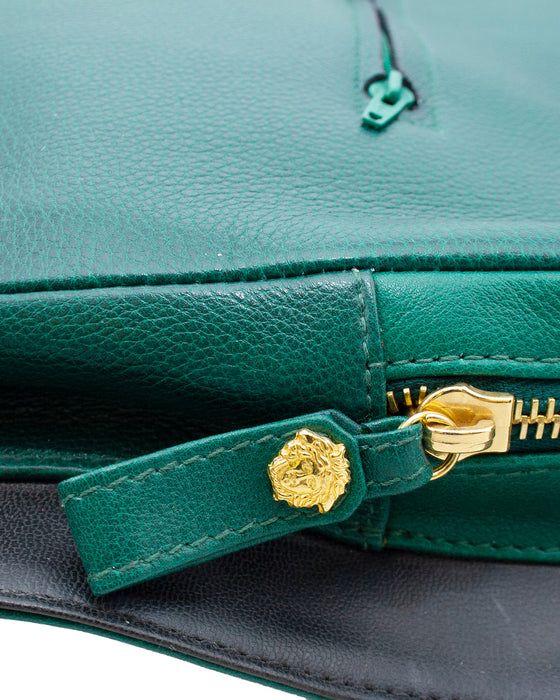 Dark Green Leather Travel Bag