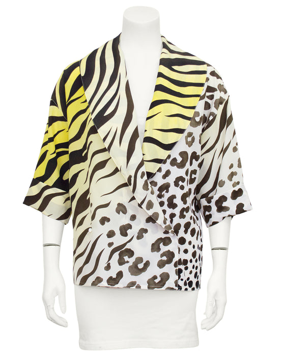Leopard and Tiger Print Short Sleeve Blouse