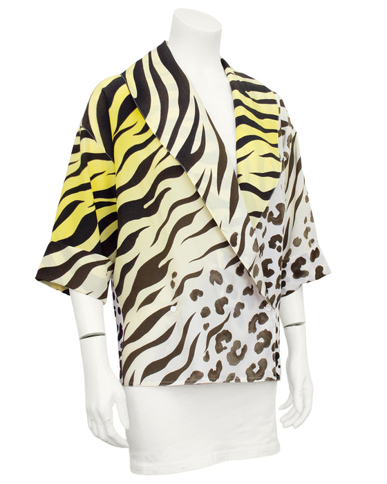 Leopard and Tiger Print Short Sleeve Blouse