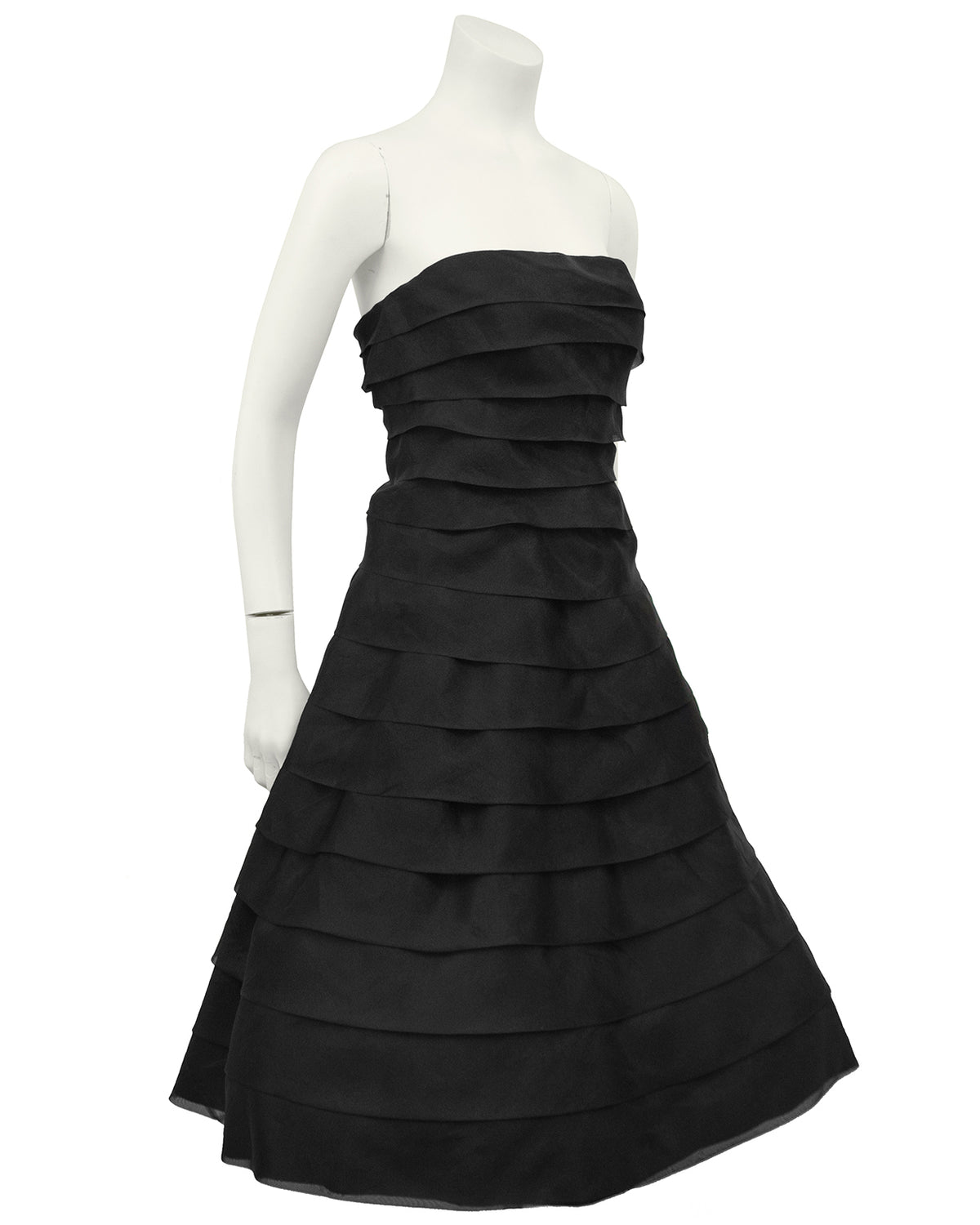 Black Tiered Chiffon Strapless Cocktail Dress – Vintage Couture