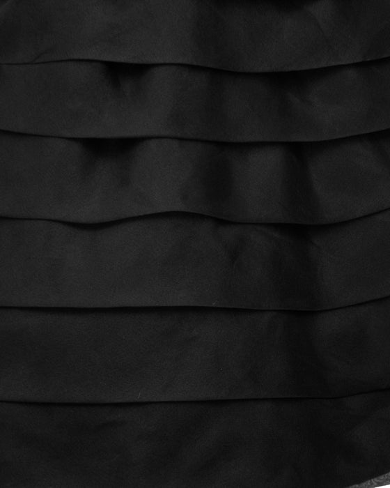 Black Tiered Chiffon Strapless Cocktail Dress