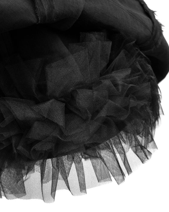Black Tiered Chiffon Strapless Cocktail Dress