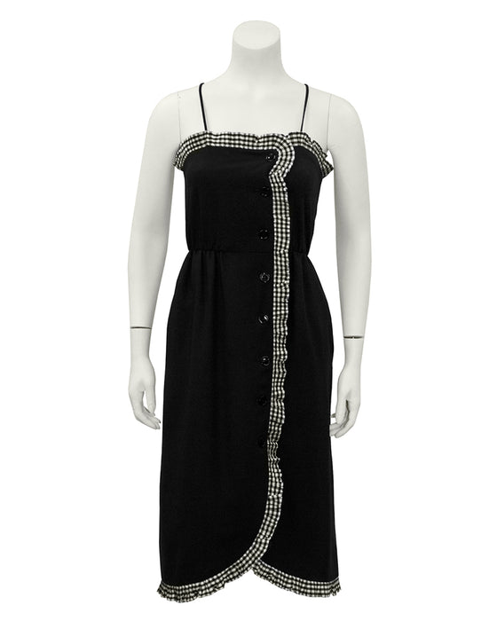 Black Dress with Gingham Trim