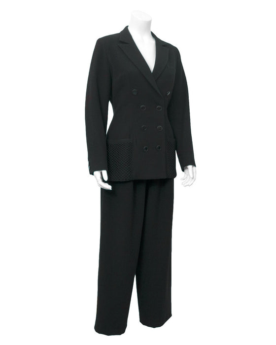 Black Wool Suit with Net pockets