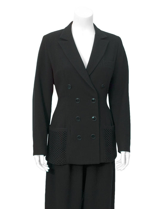 Black Wool Suit with Net pockets