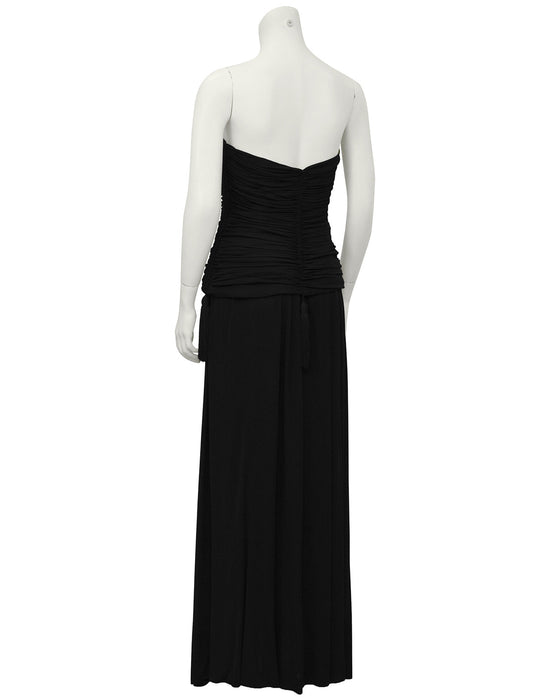 Black Jersey 2 PC Gown With Tassels
