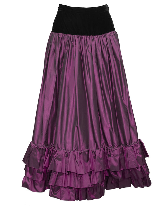 Black Velvet and Purple Taffeta Skirt Ensemble