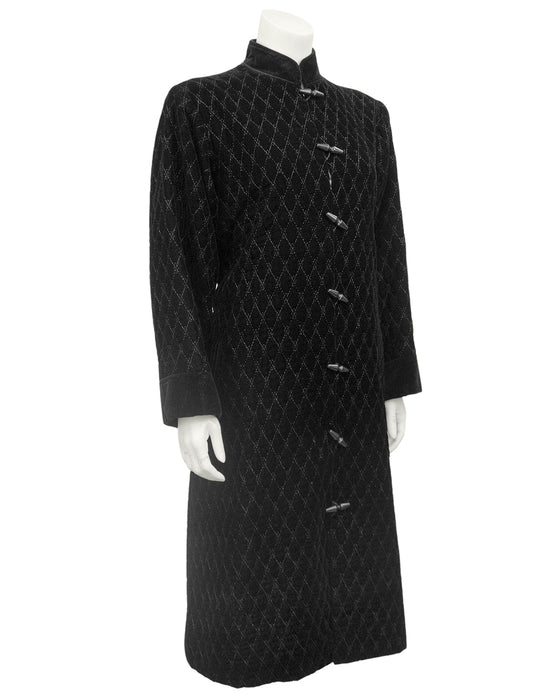 Black Quilted Velvet Coat