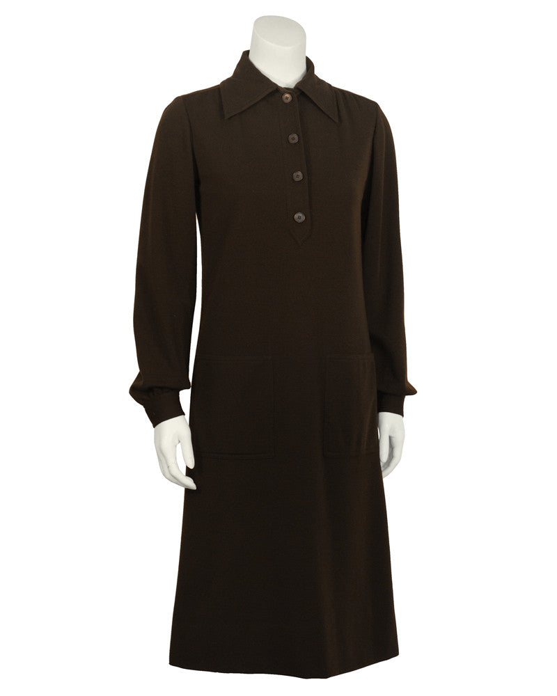 Brown Wool Day Dress – Vintage Couture