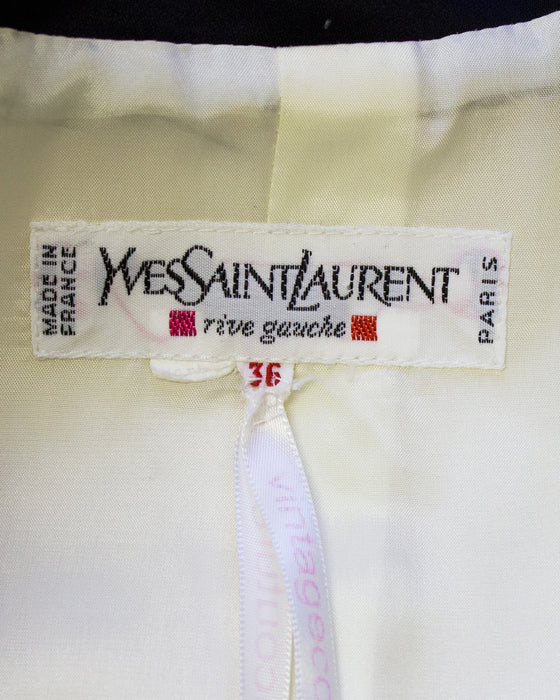 Cream Cropped Jacket with Black Satin Trim