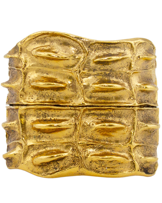 Gold Tone Alligator Motif Cuff
