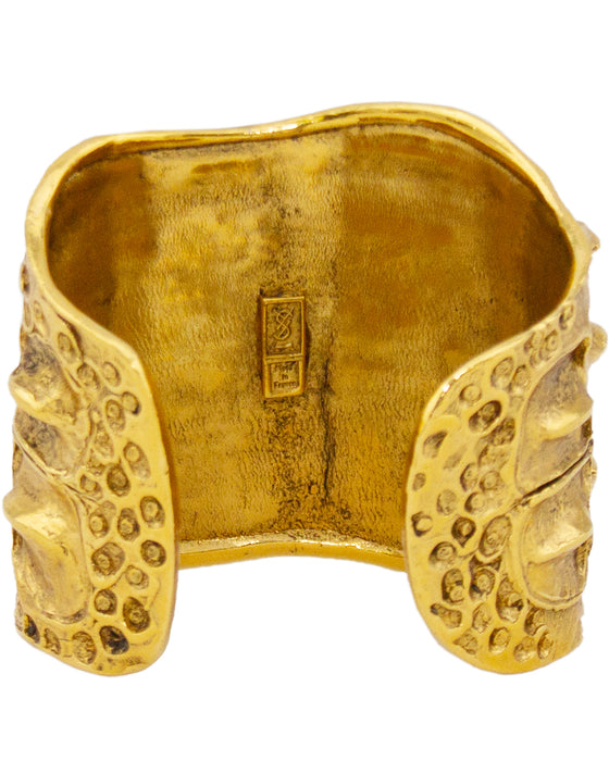 Gold Tone Alligator Motif Cuff