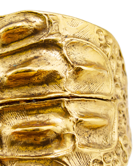 Gold Tone Alligator Motif Cuff