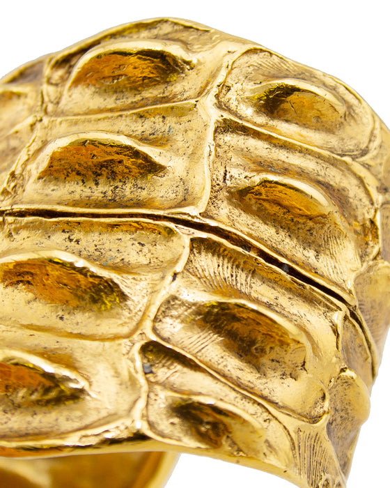Gold Tone Alligator Motif Cuff