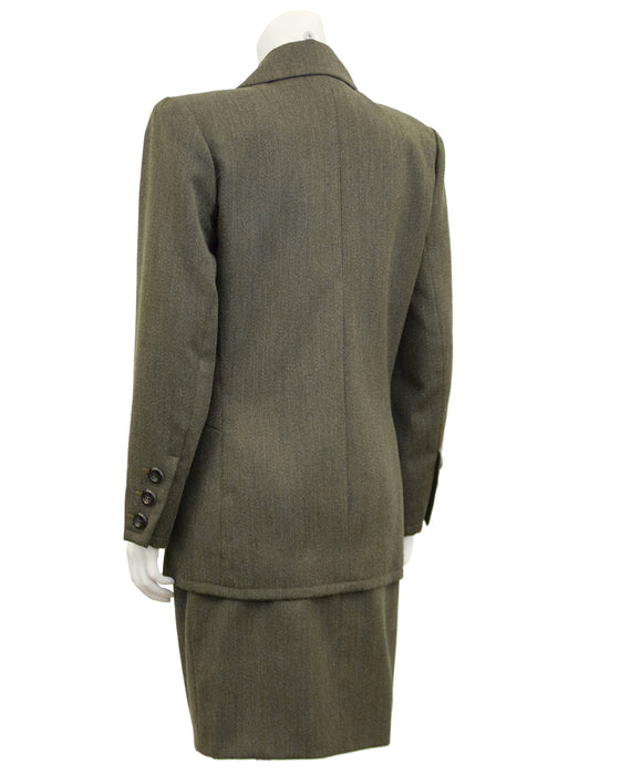 Khaki Wool Skirt Suit
