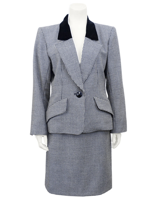 Black and White Houndstooth Skirt Suit