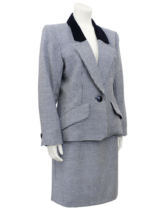 Black and White Houndstooth Skirt Suit