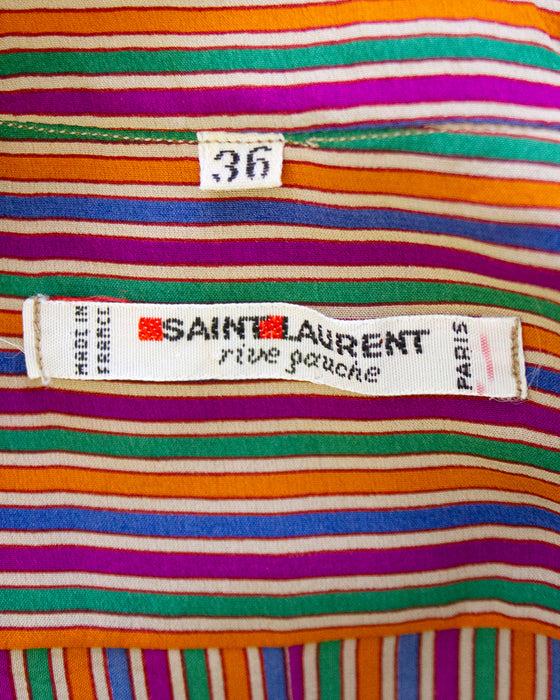 Striped Silk Henley Shirt