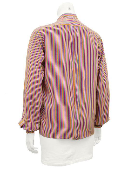 Striped Silk Henley Shirt